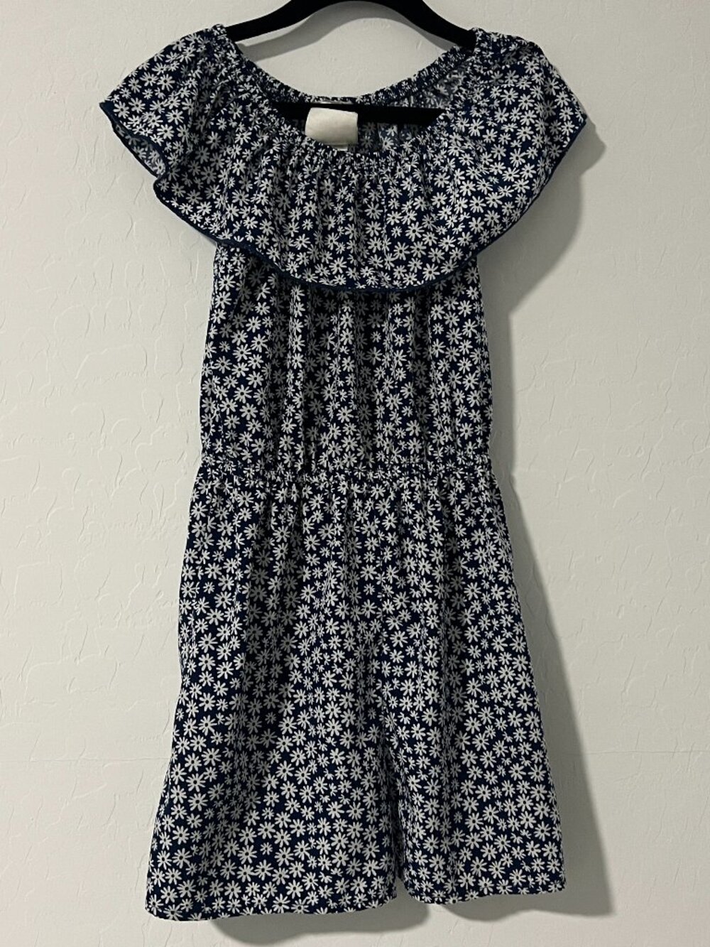 Jenna & Jessie Girls Romper Size 8 Blue Floral Off Shoulder Ruffle Summer